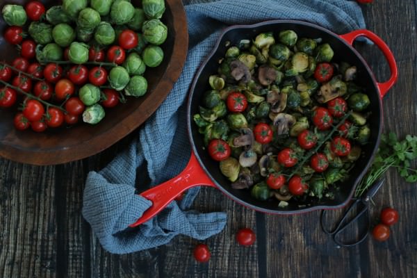 Couves de Bruxelas com Cogumelos