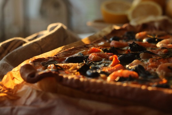 Tarte de Alho Francês, Abóbora e Camarão